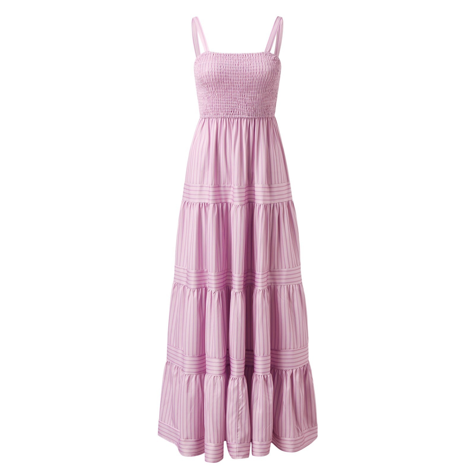 thumbnail image 4 of Vestido largo bohemio con tirantes a rayas para mujer - Vestido largo informal de verano para la playa, 4 of 5
